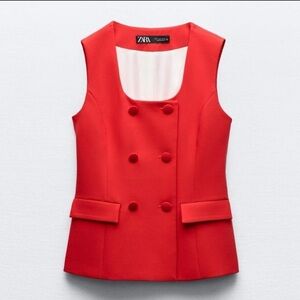 Zara Red and Cream Vest XS